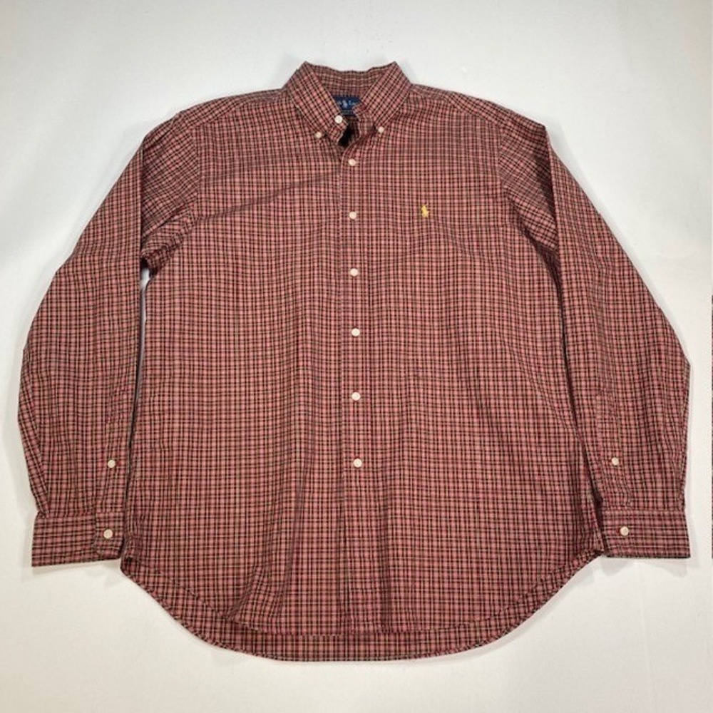 Ralph Lauren Classic Fit Plaid Button Down Shirt Men's L Red Yellow‎ Blue